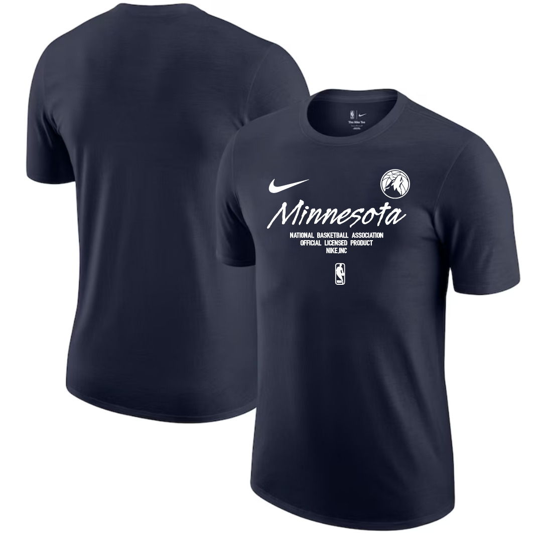 Men 2025 NBA Minnesota Timberwolves Drak Blue Nike T shirts style 3->nba t-shirts->Sports Accessory